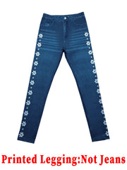 Denim Printed Skinny Seamless Leggings | OWNLUXE