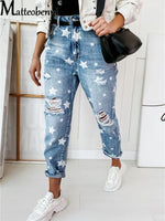 Load image into Gallery viewer, 2025 Autumn Boyfriend Jeans - Slim Ripped Jeans with Star Detail
