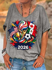 Women's 2026 World Cup Soccer T-Shirt | Canada USA Mexico Flag Graphic Tee | OWNLUXE