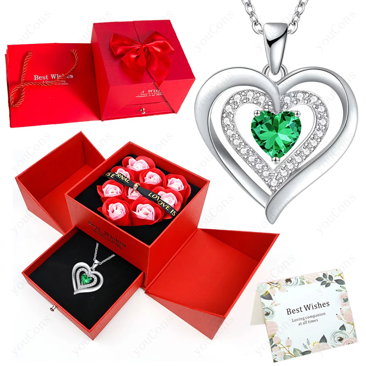 Heart Zircon Pendant Necklace – Comes in Rose Bow Gift Box | OWNLUXE