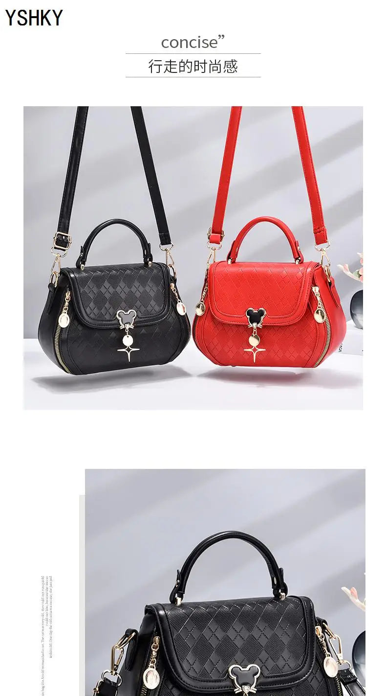 Genuine Leather Tote Bag - Bow Detail Bucket Bag
