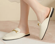 Women’s Chain Detail Flat Mules – Closed Toe Slides