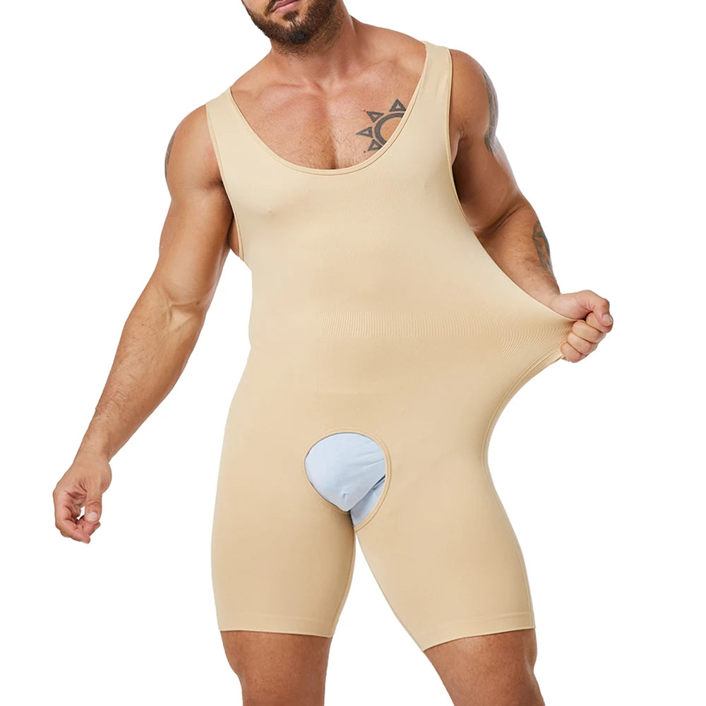 Seamless Men’s Full Body Shaper Bodysuit for Tummy Control