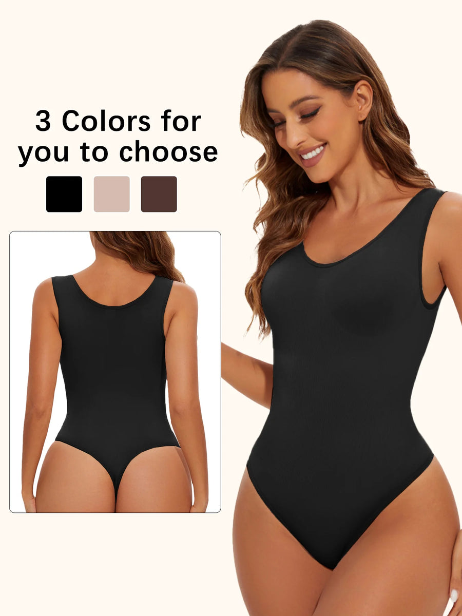 Seamless Cupless Shapewear Bodysuit Thong, Firm Control