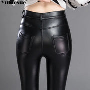 Faux Leather Leggings – High Waist Shiny Stretch