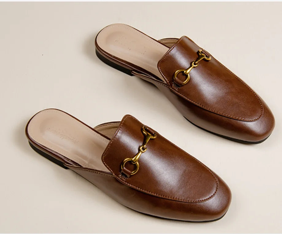 Women’s Chain Detail Flat Mules – Closed Toe Slides