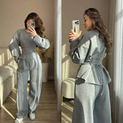 Women's Wide Leg Long Sleeve Crew Neck Pants | OWNLUXE