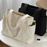 Load image into Gallery viewer, Canvas Bag for Women 2024 New Trendy Large Capacity Black Shoulder Bag Student Ins Casual Books Tote Pouch
