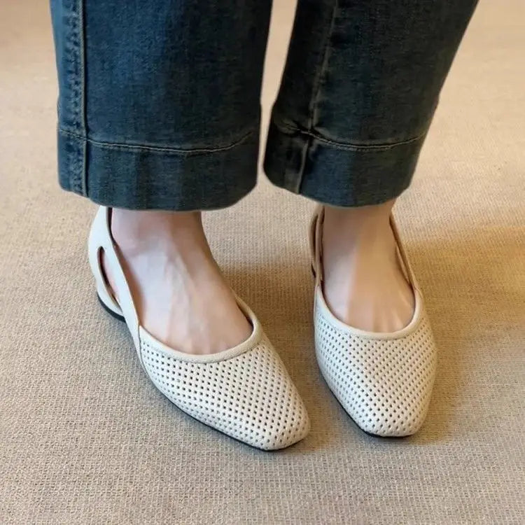 Women's Low Heel Breathable Leather Sandals – Shop at OWNLUXE