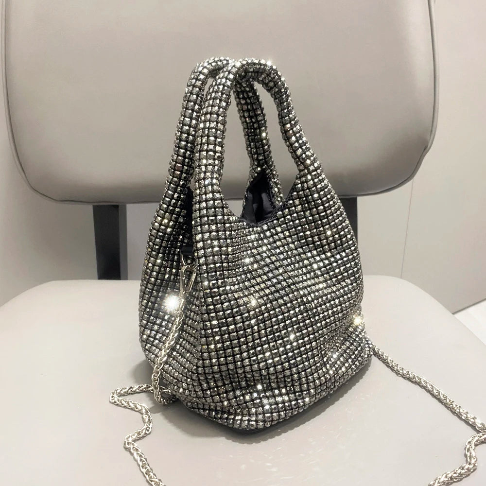 Crystal Bucket Evening Bag (Gold) | OWNLUXE