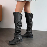 Mid-Calf Chelsea Boots with Low Square Heel – Casual Slip-On Style