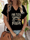 Women's Short Sleeve V-Neck Retro T-Shirt | OWNLUXE