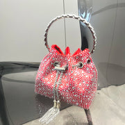Crystal Bucket Evening Bag (Green Pink) | OWNLUXE