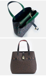 CH Luxury Brand Tote Bag - Italian Letter Print with Lock Design