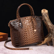Crocodile Embossed Leather Handbag - Classic Shoulder Bag