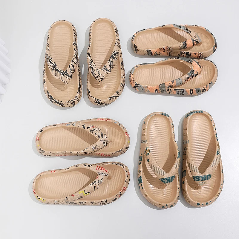 Women’s Cloud Flip Flops – Leopard Thick-Soled Sandals