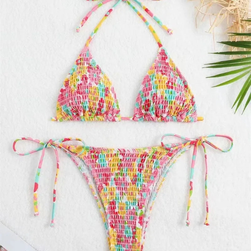 High Waist Halter Floral Bikini | OWNLUXE