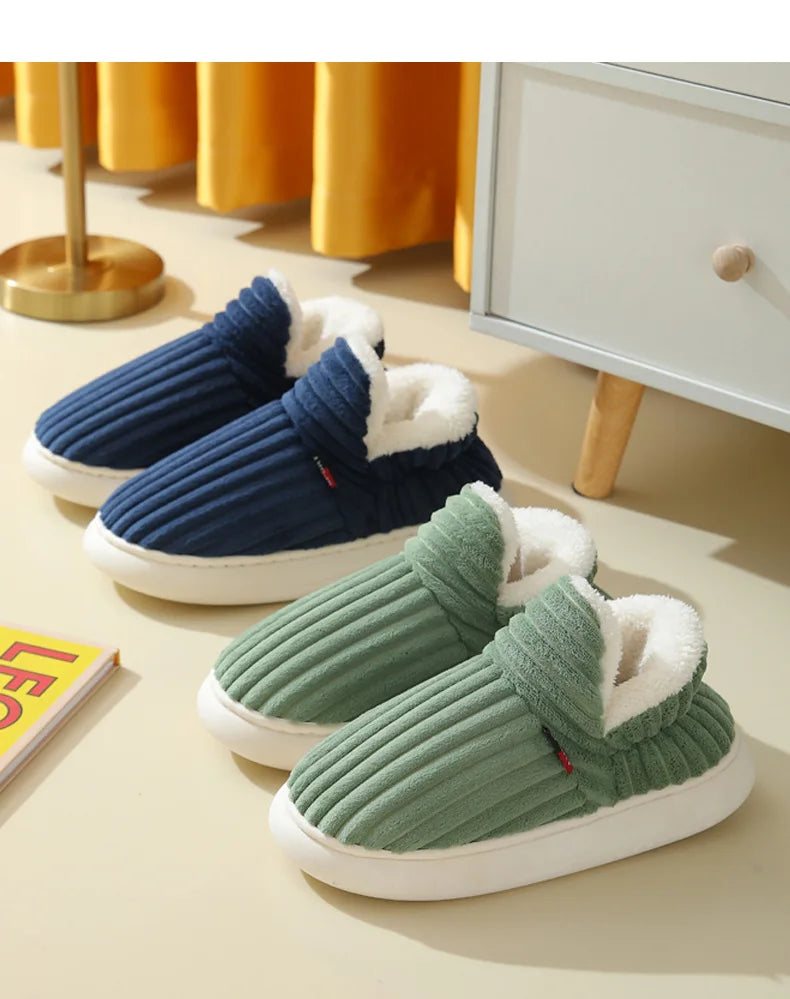 Evshine Winter Fur Plush Slippers – Soft Sole Home Shoes