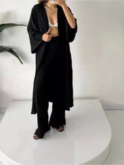 Longline Wide-Leg Pant Set - High Waist Two-Piece for Women