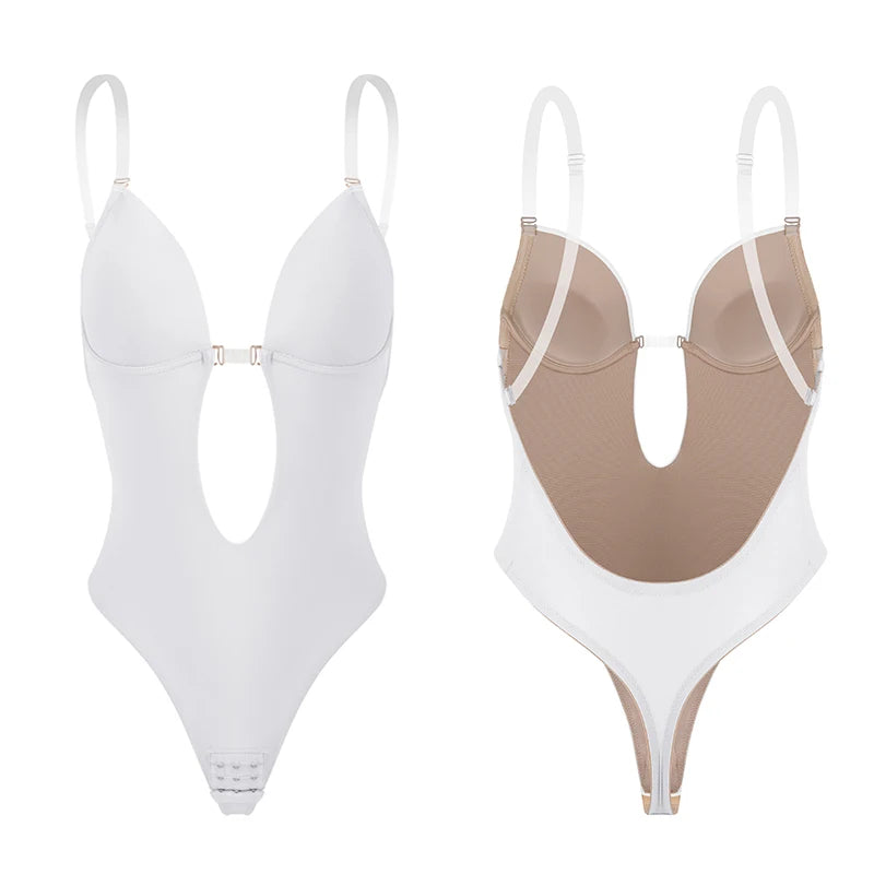 Backless Bodysuit Shapewear – Built-In Bra, U-Plunge & Open Crotch Faja | OWNLUXE