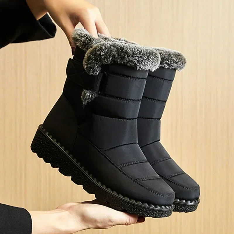 Women's Waterproof Mid-Calf Winter Boots with Plush Lining
