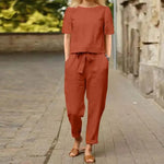 Load image into Gallery viewer, Vintage Loose Pullover &amp; Ankle-Length Pants Set – Effortless Summer Ensemble
