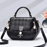 Women's Genuine Leather Tote Handbag - Luxury Designer Bow Bucket Bag