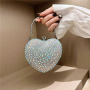 Luxury Diamond Inlay Heart Shape Crystal Clutch Purse | OWNLUXE