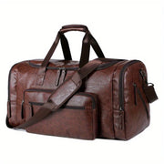 Multi-Compartment PU Leather Adjustable Travel Duffel Bag | OWNLUXE