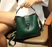 Spacious Cowhide Leather Bucket Bag | OWNLUXE