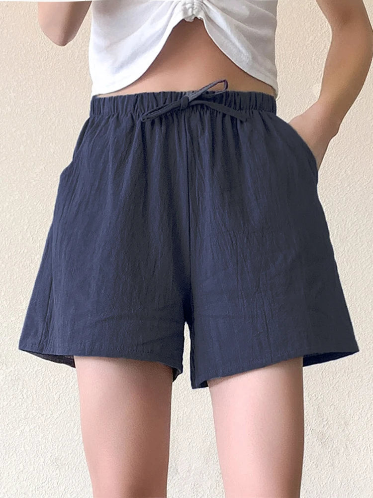 Linen High-Waist Sport Shorts | OWNLUXE