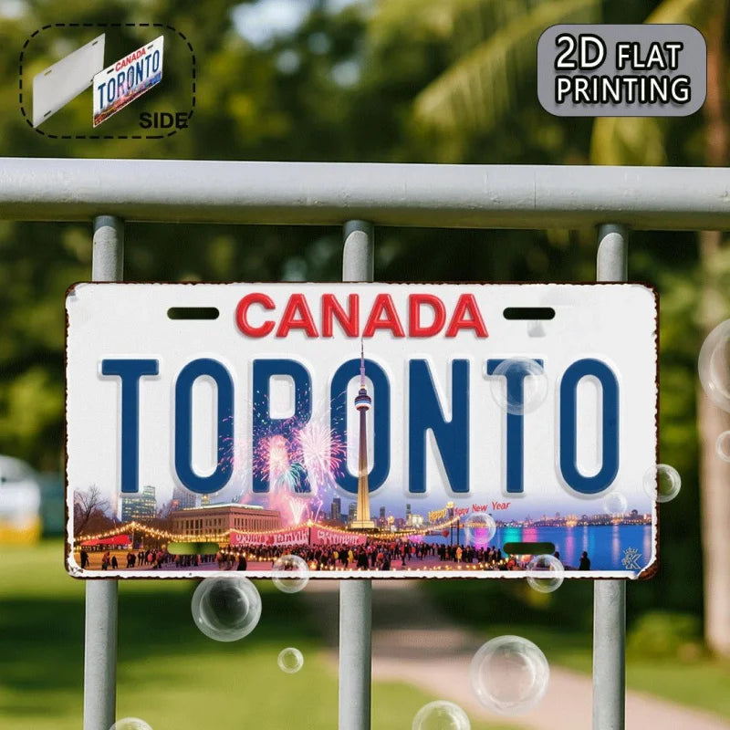 Vintage Toronto Canada Metal License Plate Sign - CN Tower Design