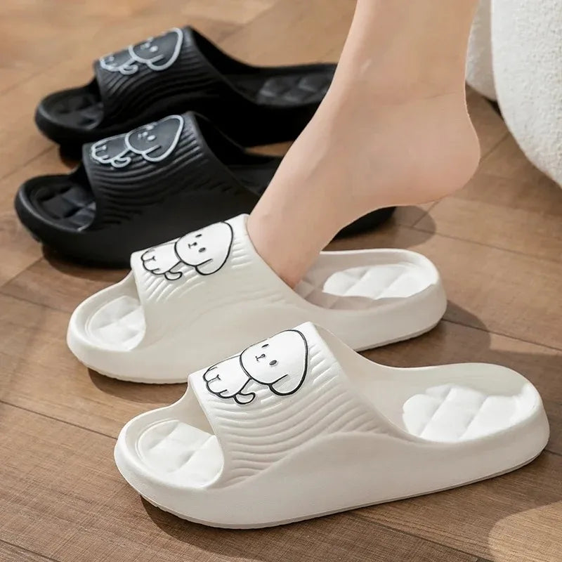 Comfortable EVA Animal Print Slides - Indoor Summer Slippers with Flat Heel