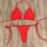 Women's Halter Two Piece Bikini (Red) | OWNLUXE