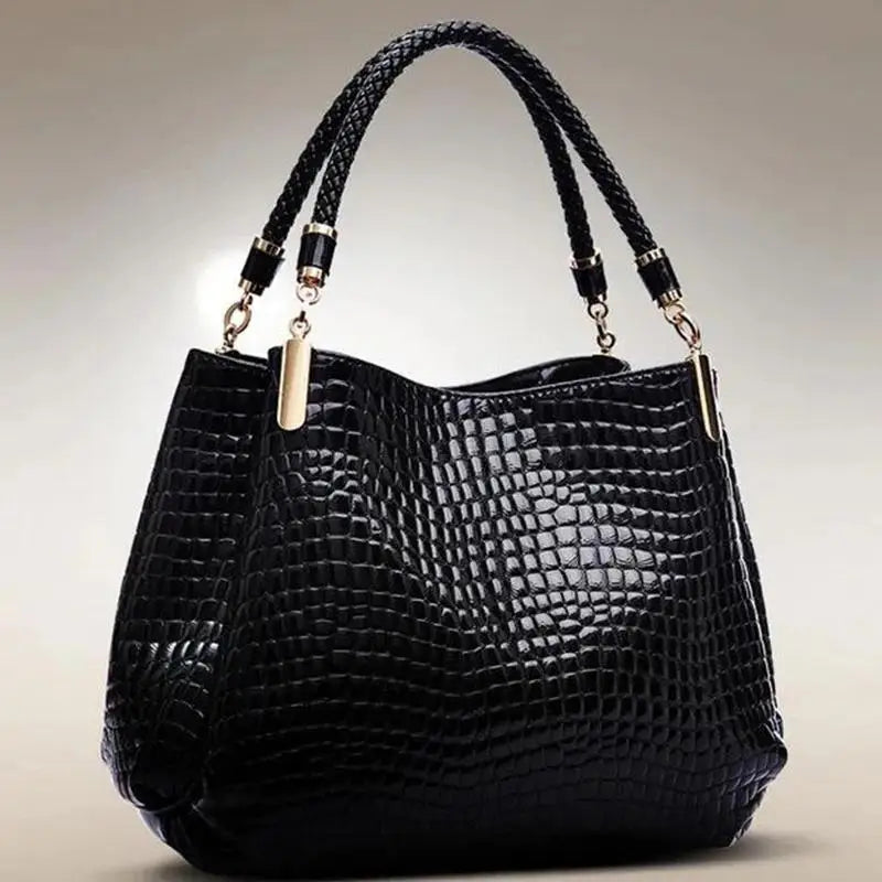 Snake Pattern Bucket Bag - Structured PU Leather Shoulder Bag