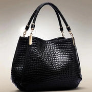 Snake Pattern Bucket Bag - Structured PU Leather Shoulder Bag
