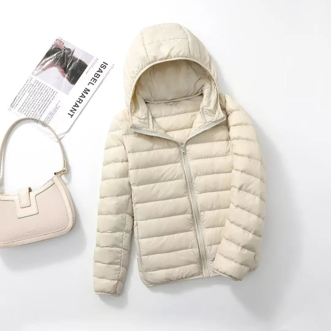 Women Hooded Short Puffer Jackets Arrivals 90 White Duck | OWNLUXE