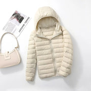 Women Hooded Short Puffer Jackets Arrivals 90 White Duck | OWNLUXE