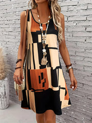 Floral Print Sleeveless Round-Neck Dress | OWNLUXE
