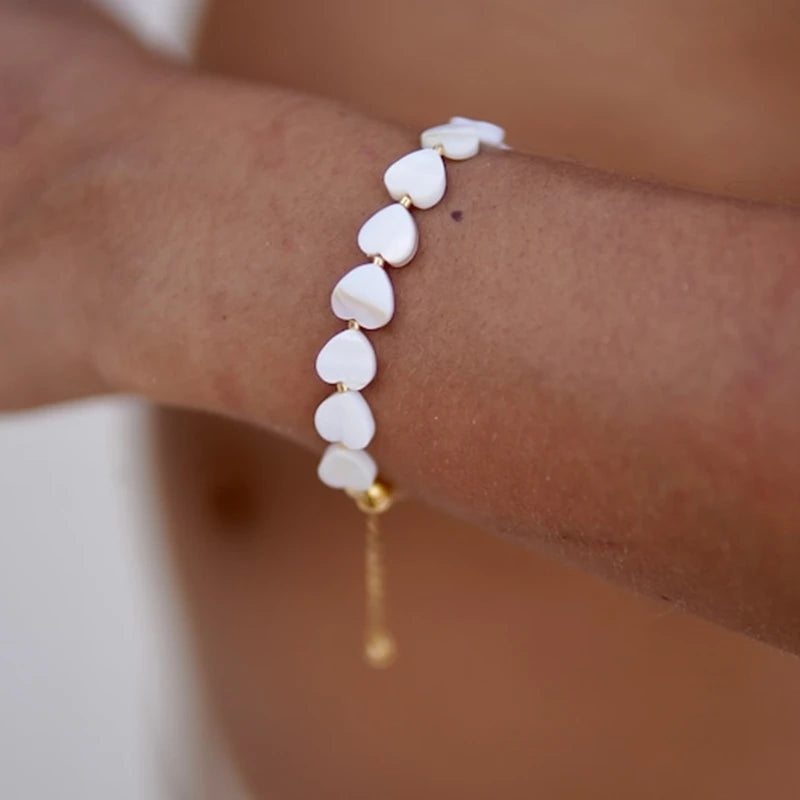 Mother-of-Pearl Heart Bracelet – Natural Shell | OWNLUXE