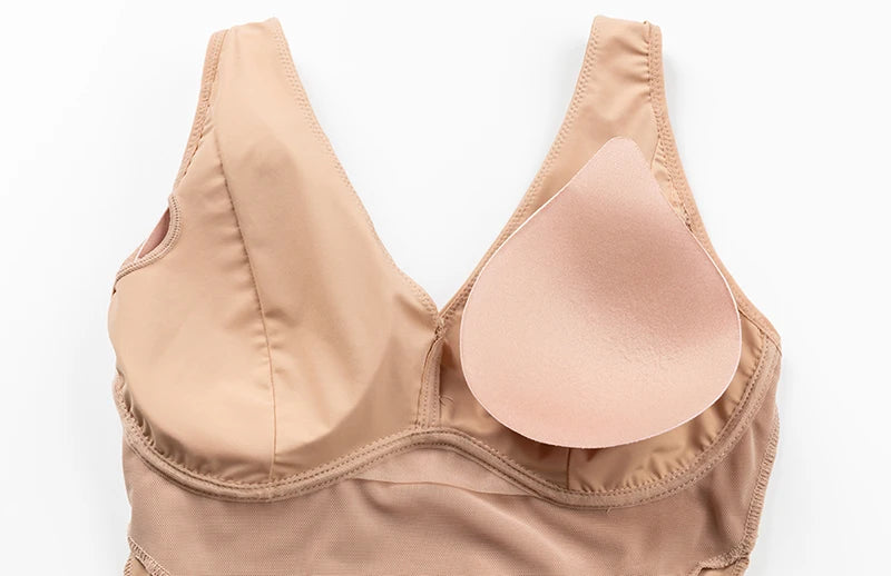 Deep V Shapewear Bodysuit with Built‑In Bra & Thong