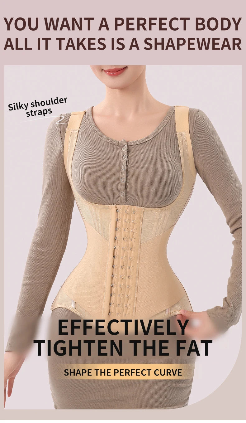 U-Shaped Waist Trainer Tank Top Shapewear with Steel Bones