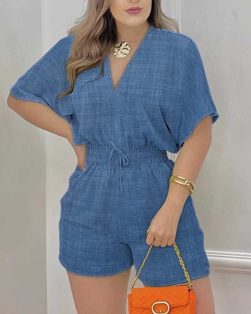 Women's V-Neck Jumpsuit | OWNLUXE