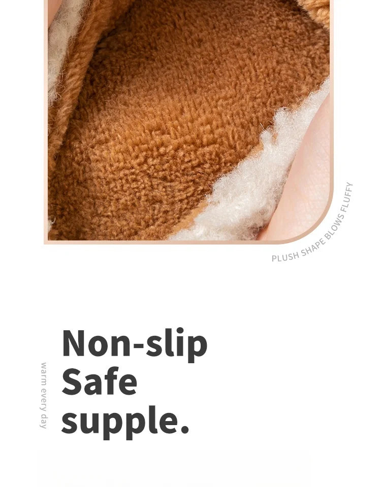 Cute Bear Fluffy Slippers – Warm Plush House Shoes