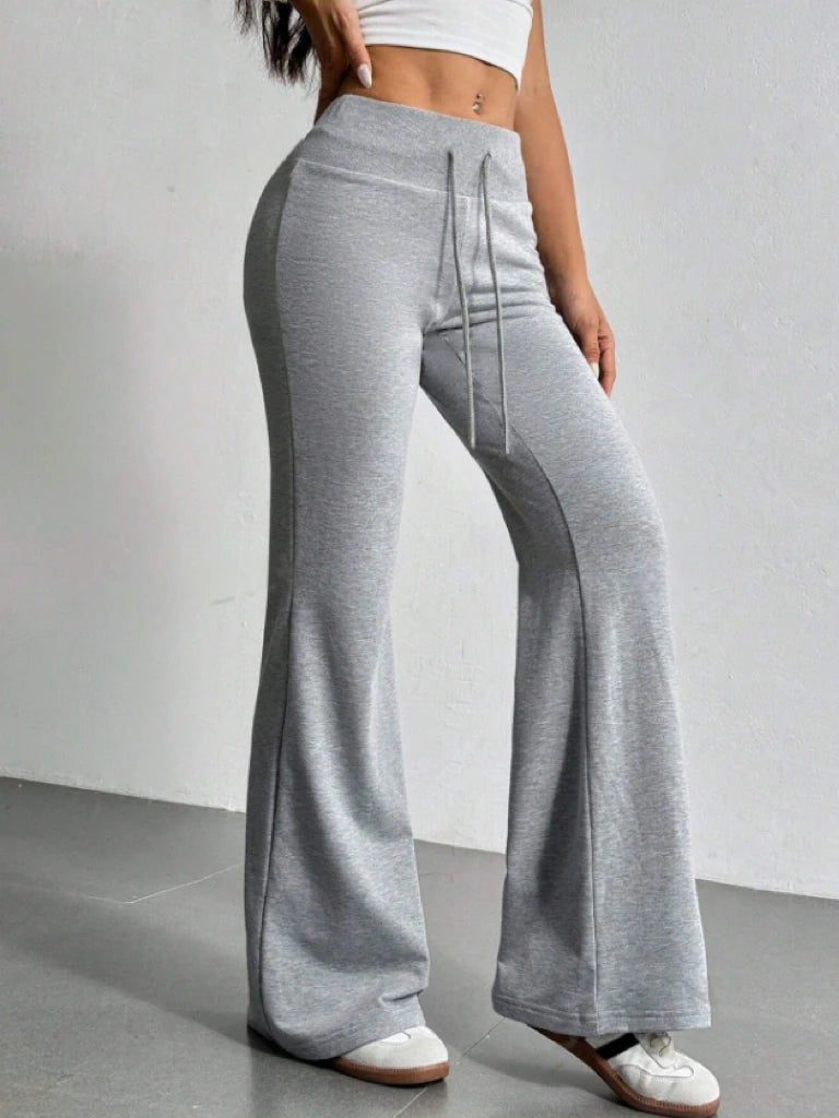Women's Drawstring Bell-Bottom Pants - High Waist Flare Pants