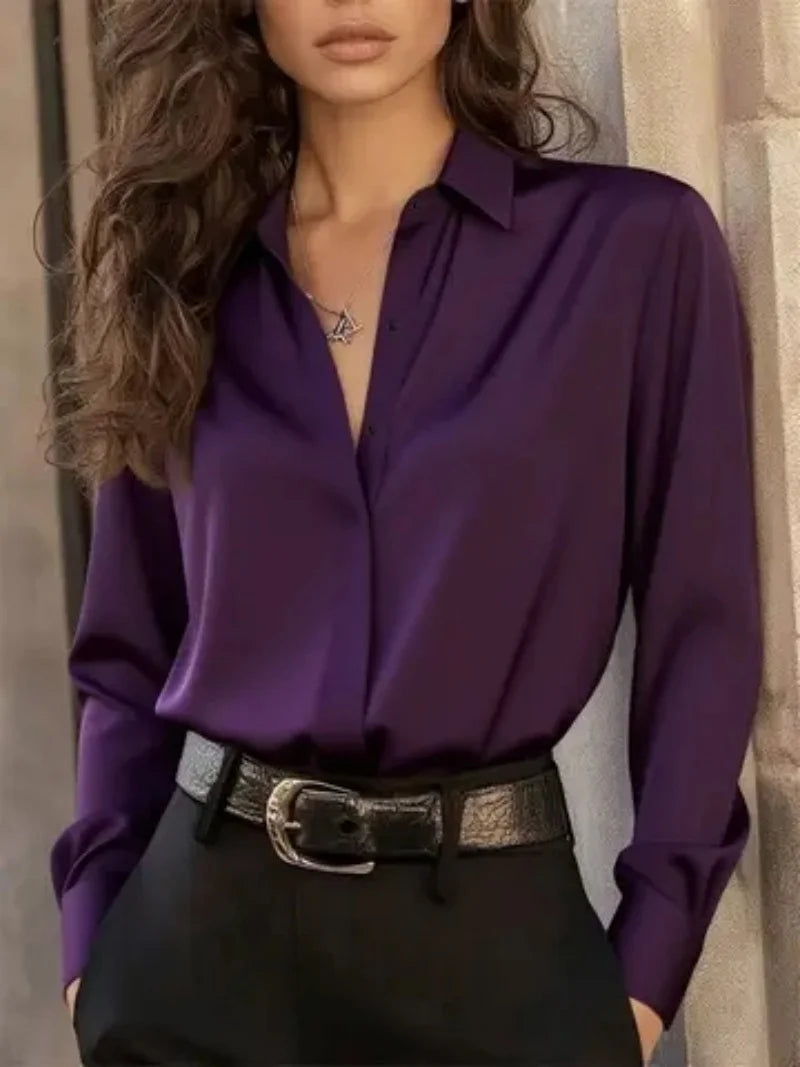 Button-Down Long-Sleeve Blouse | OWNLUXE
