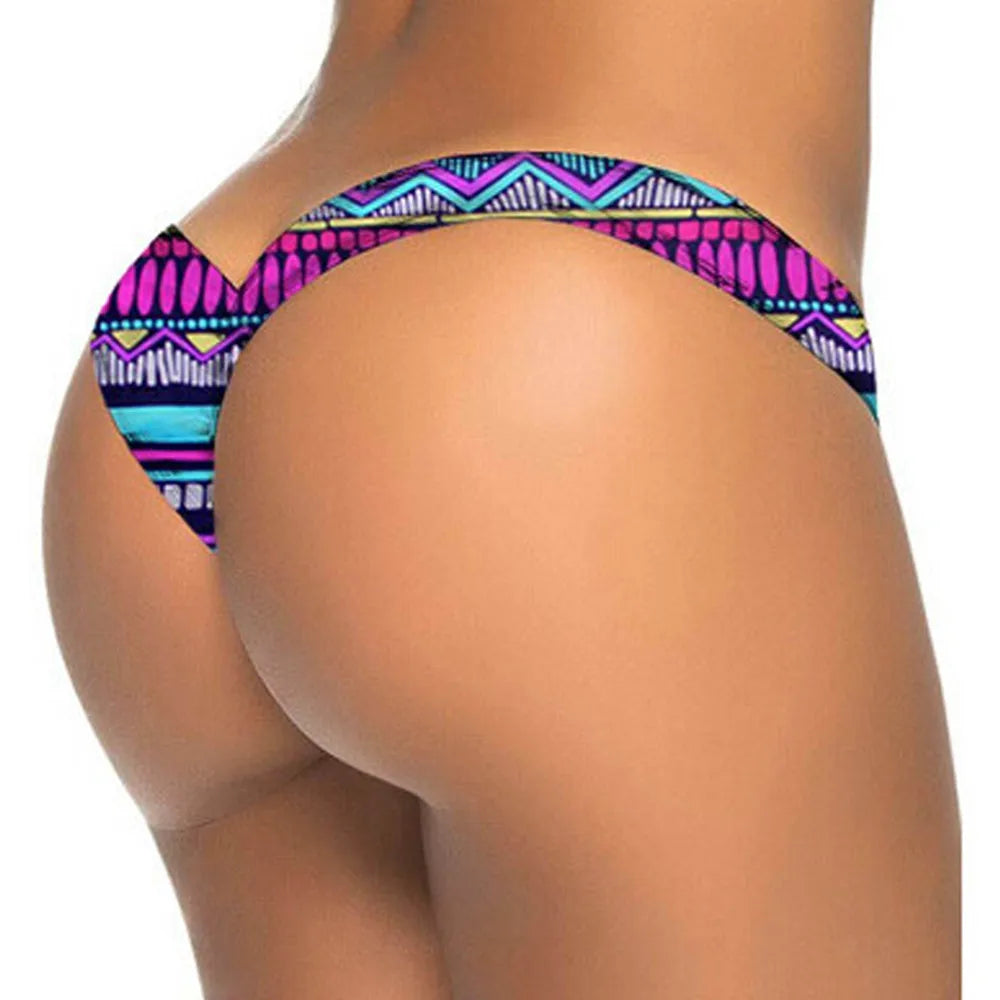Women Brazilian Print Bikini Bottom Thong Bathing Beach | OWNLUXE