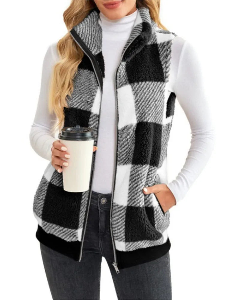 Women's Sleeveless Plaid Coat | OWNLUXE