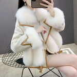 Load image into Gallery viewer, Women’s Patchwork Faux Fur Jacket – Mid-Length
