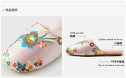 Plush Embroidered House Slippers with Rubber Sole